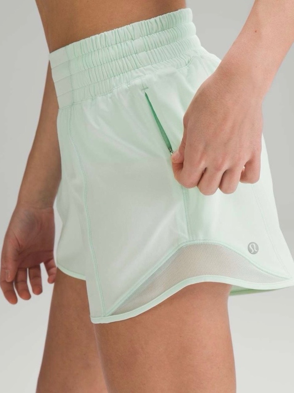 Lululemon hotty hot high rise lined short 4" mint moment size 12 running gym